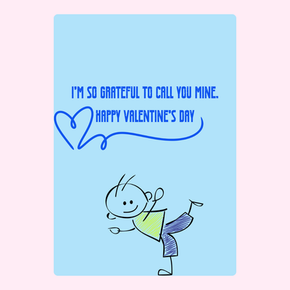 Valentine's Day card with I'm so grateful... message and stick figure