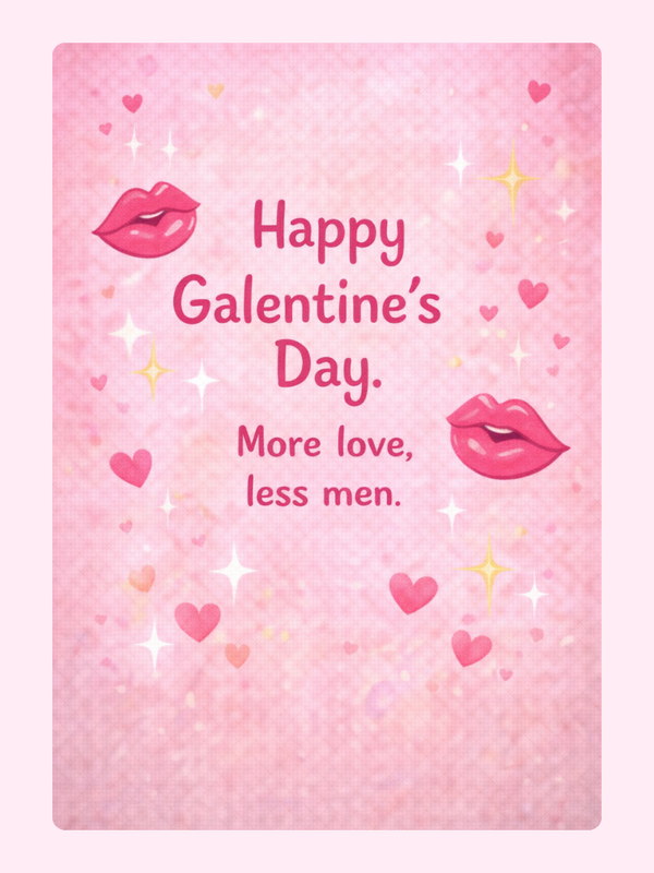 More Love Less Men Cake Card, for kids