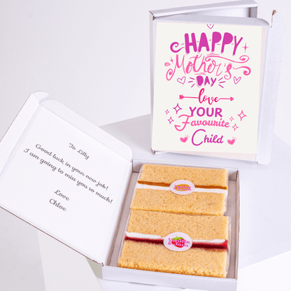 Mother's Day cake gift box with card and message for Lilly.