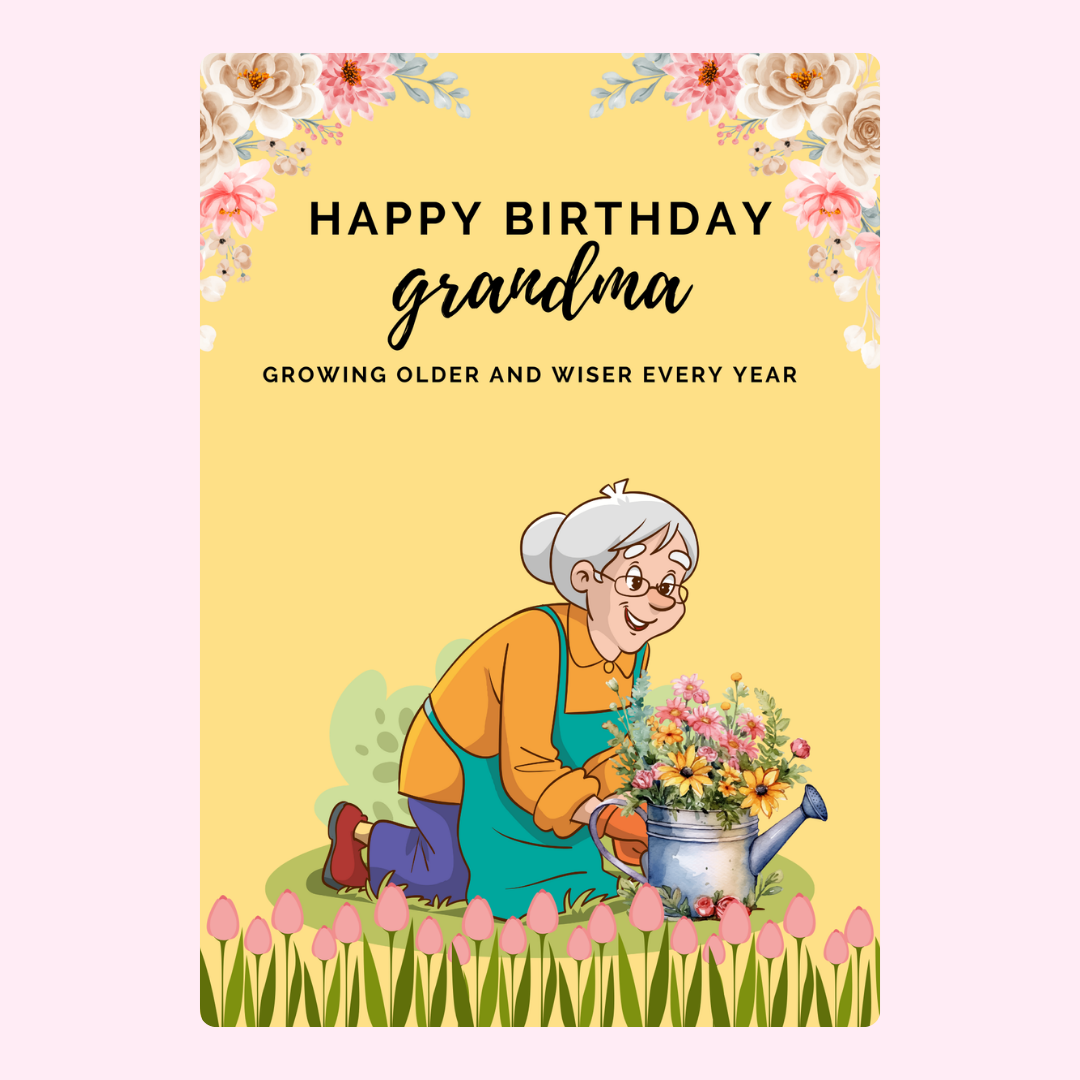 Happy Birthday Grandma card with flowers
