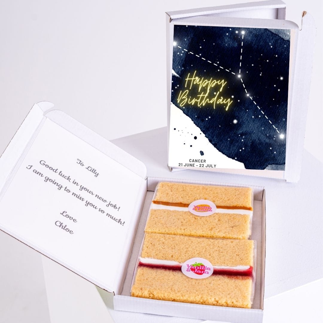Birthday cake gift box for Lilly, Cancer zodiac.