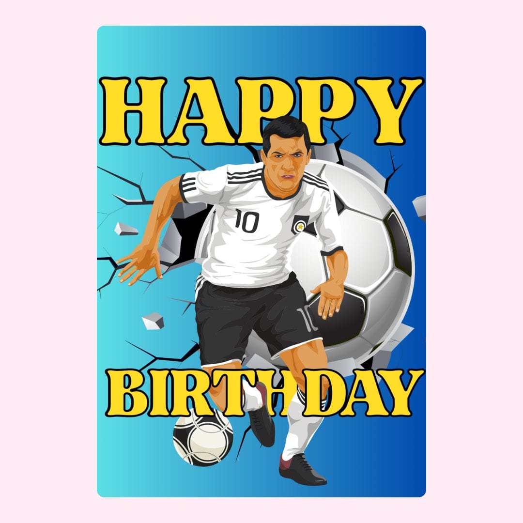 Happy Birthday soccer card with player