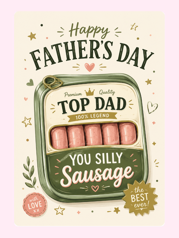 Silly Sausage Sweet Cake Card letterbox cake card with freshly baked cake slices