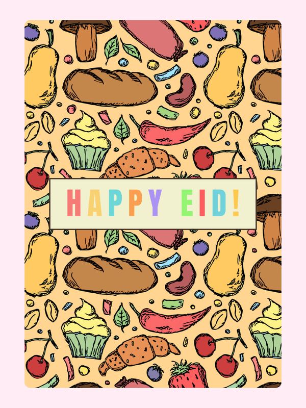 Eid Food Pattern Cake Card