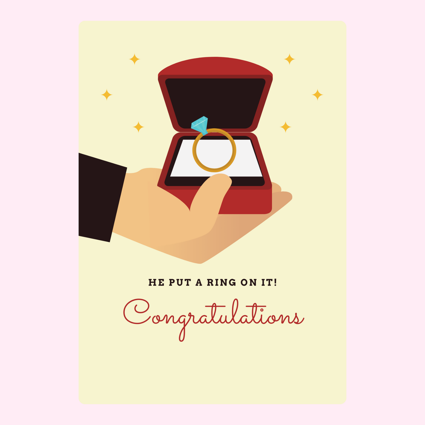 Engagement ring card, congratulations, proposal