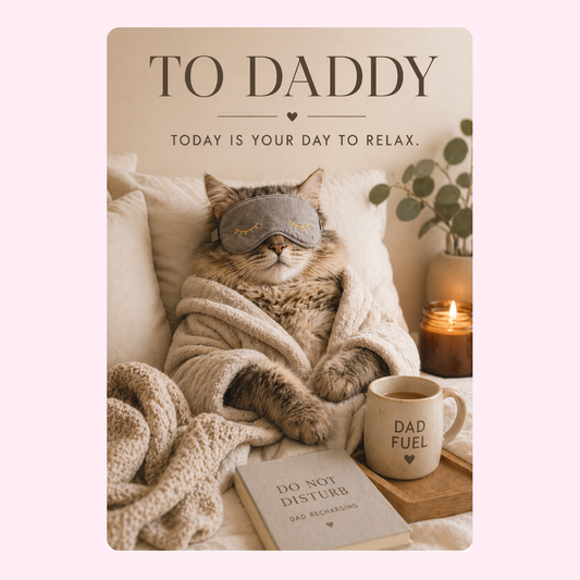 Sleepy Relaxing Cat Father's Day Cake Card | MailBakes