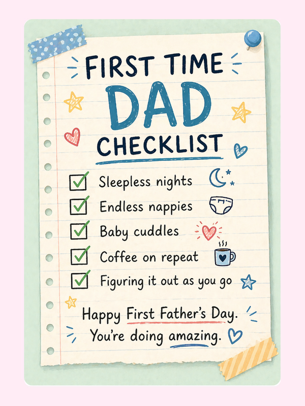 Doing Amazing Checklist 1st Father's Day Cake Card, for Dad