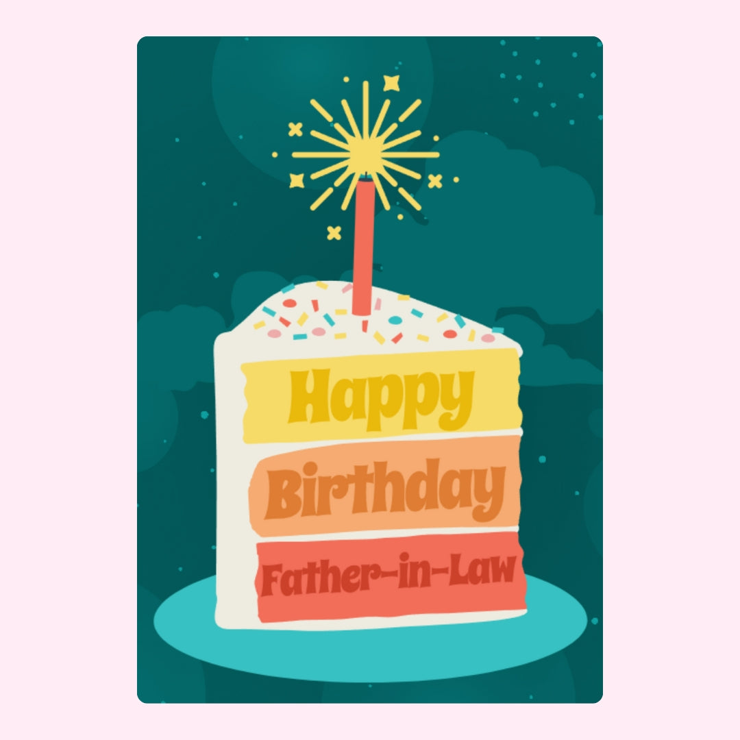 Colourful birthday cake with candles for father-in-law.