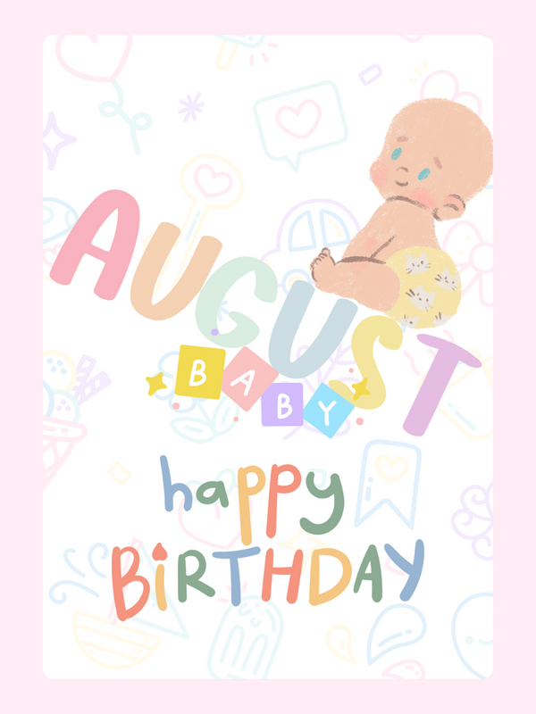 August Baby Cake Card, birthday