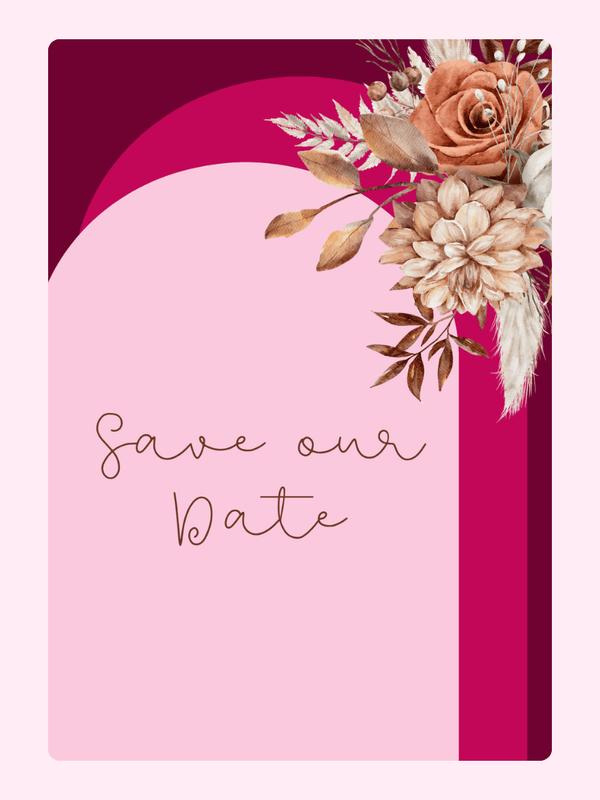Save the Date card with floral design