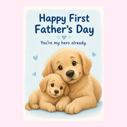 Sweet Golden Puppy 1st Father's Day Cake Card | MailBakes