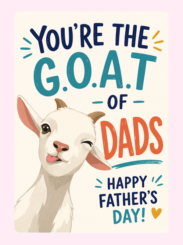 Greatest Of All Time GOAT Cake Card letterbox cake card with freshly baked cake slices