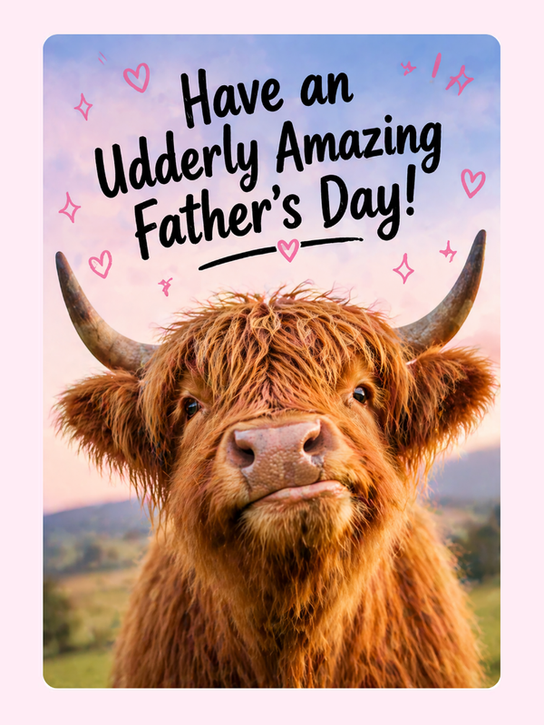 Udderly Amazing Father’s Day Cake Card letterbox cake card with freshly baked cake slices