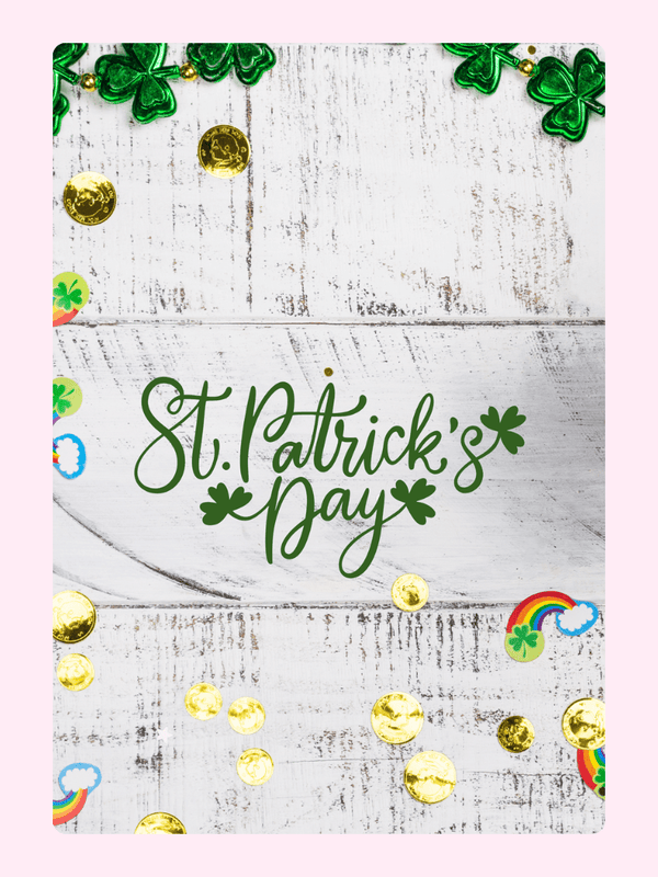St. Patrick's Day decor on white wood background