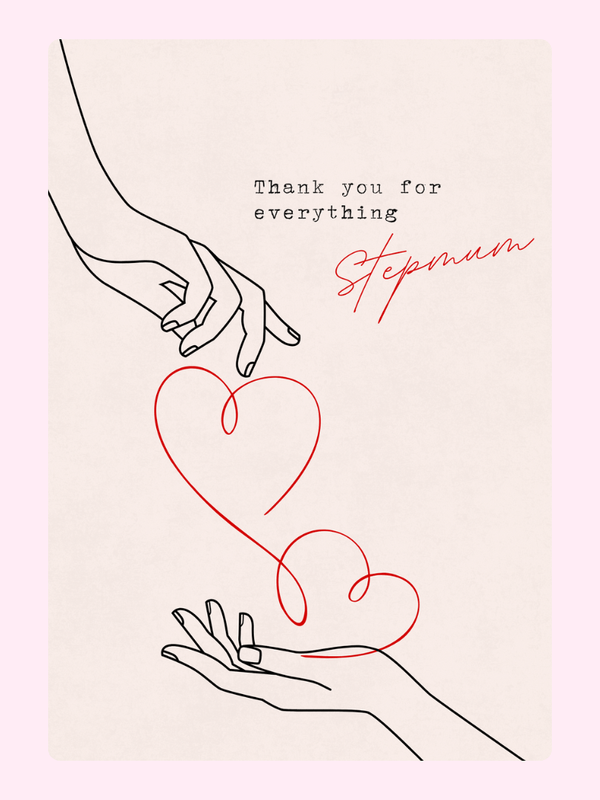 Thank you card for stepmum with hands and hearts