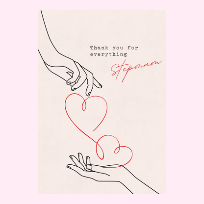 Thank you card for stepmum with hands and hearts
