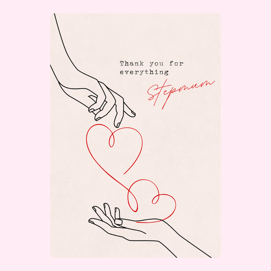 Thank you card for stepmum with hands and hearts