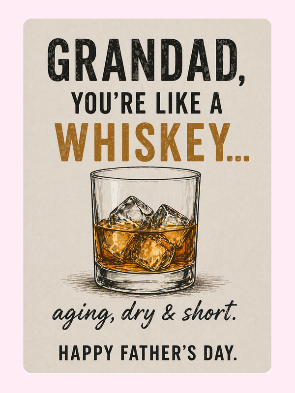 Classic Whiskey Humour Grandad Cake Card, for grandparents