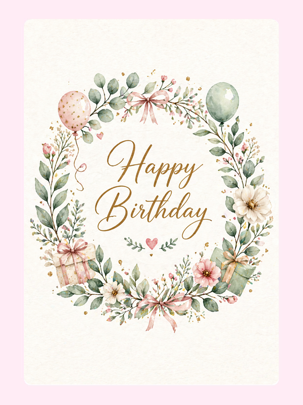 Elegant Floral Birthday Cake Card letterbox cake card with freshly baked cake slices
