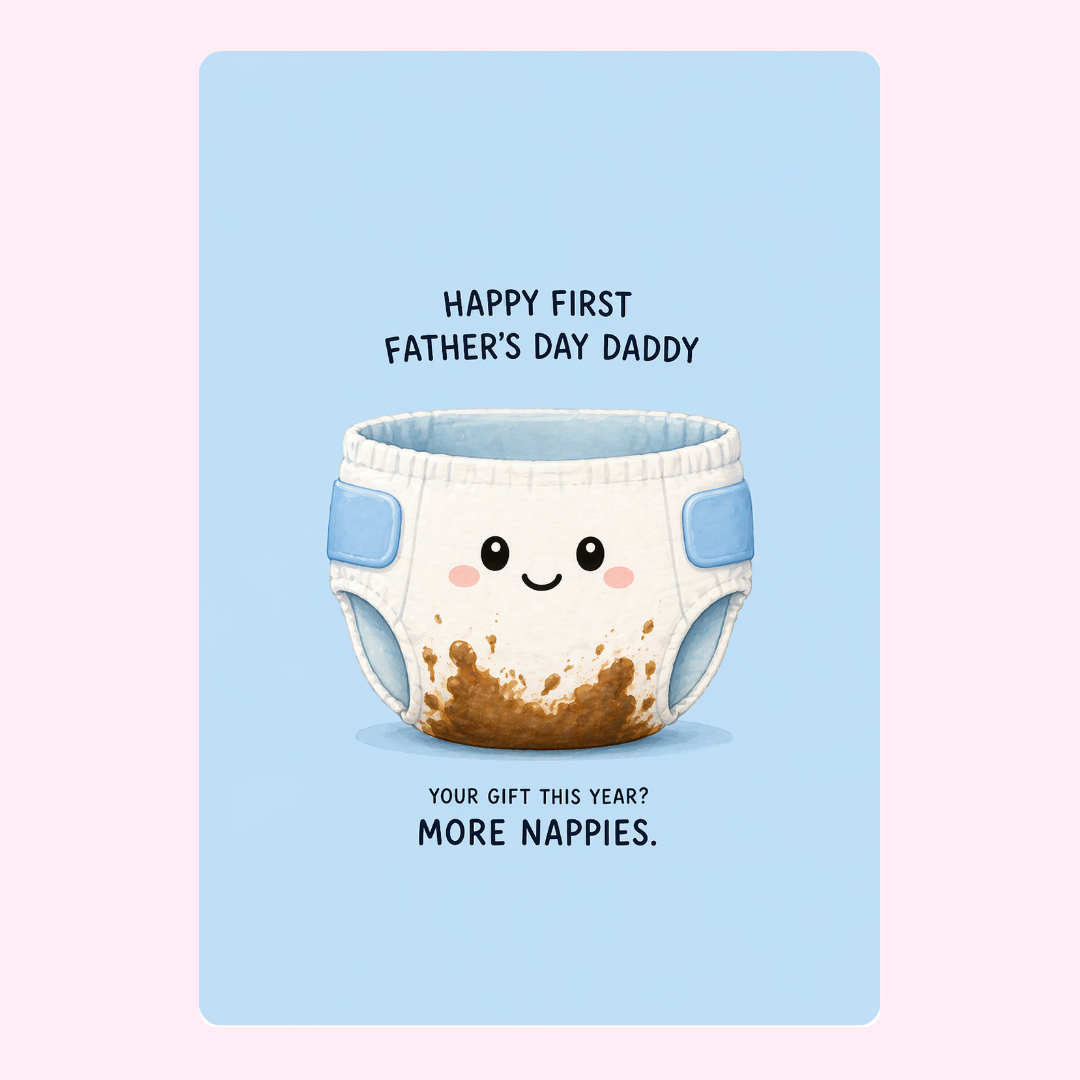 Funny Nappy Surprise 1st Father's Day Cake Card | MailBakes