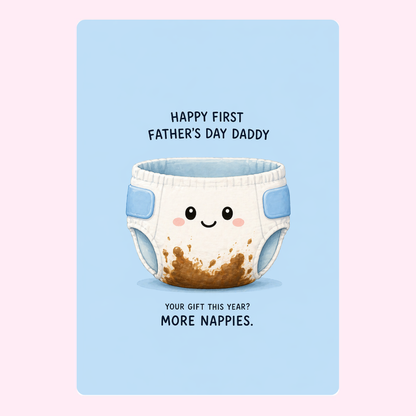 Funny Nappy Surprise 1st Father's Day Cake Card | MailBakes