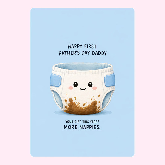Funny Nappy Surprise 1st Father's Day Cake Card | MailBakes