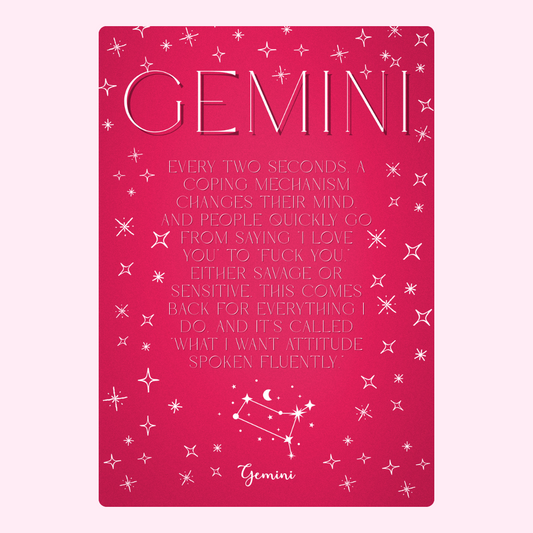 Gemini zodiac sign card with text, 1_614f6256-ecb4