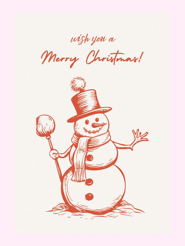 Red Snowman Cake Card, Christmas