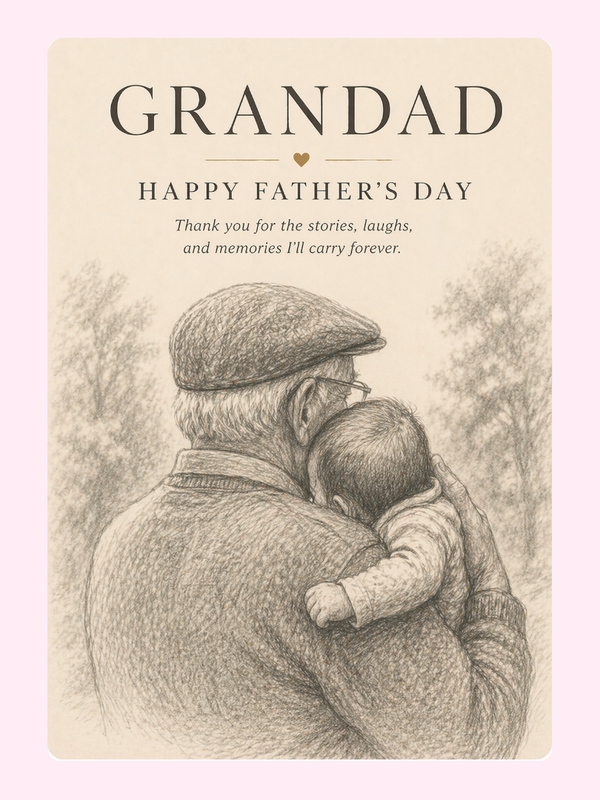 Precious Sketch Hug Grandad Cake Card, for grandparents