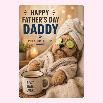 Relaxing Spa Dog Father's Day Cake Card | MailBakes