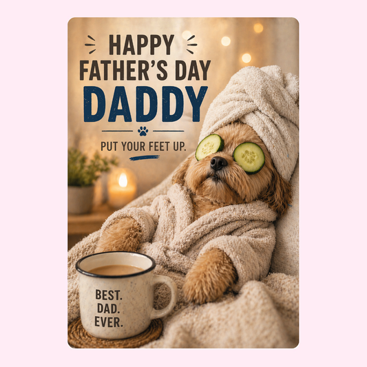 Relaxing Spa Dog Father's Day Cake Card | MailBakes