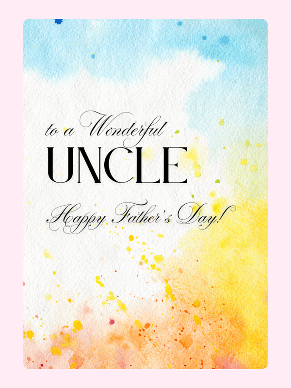 Father's Day card for Uncle, watercolor design