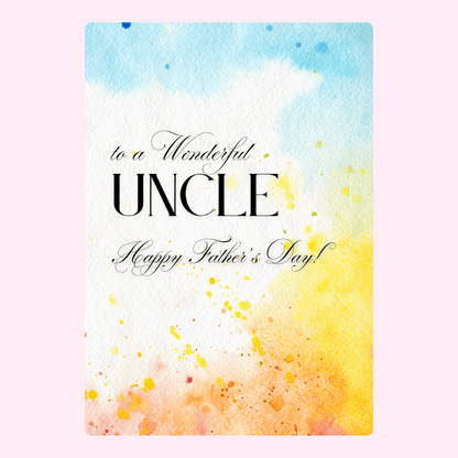 Father's Day card for Uncle, watercolor design