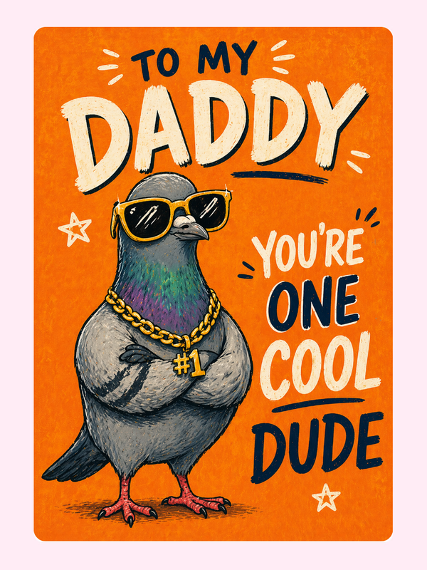One Cool Pigeon Dude Father's Day Cake Card, for Dad