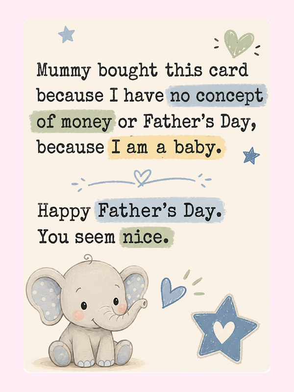 Sweet Baby Elephant Cake Card letterbox cake card with freshly baked cake slices