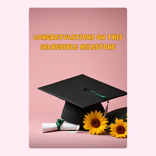 Graduation card with sunflowers, congratulations,...