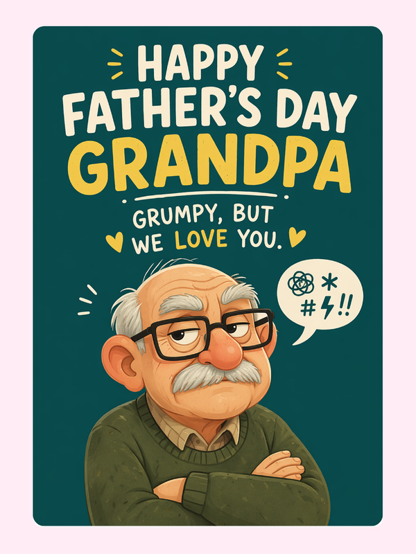 Grumpy But Lovable Grandpa Cake Card, for grandparents