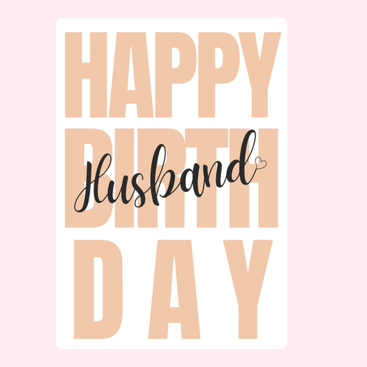 Bold birthday design for husband in peach and black