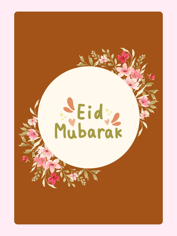 Eid Mubarak card with floral design