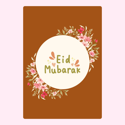 Eid Mubarak card with floral design