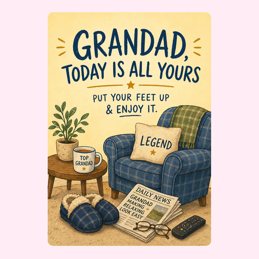 Cozy Armchair Relax Grandad Cake Card | MailBakes
