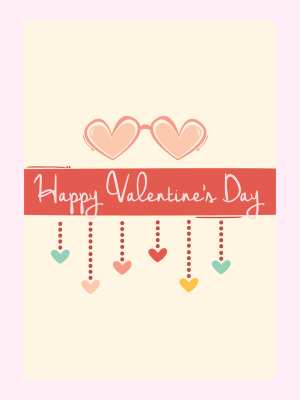 Valentine's Day card with heart glasses and message