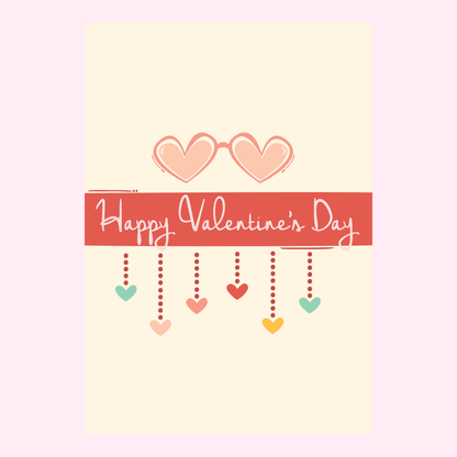 Valentine's Day card with heart glasses and message
