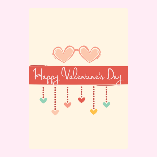 Valentine's Day card with heart glasses and message