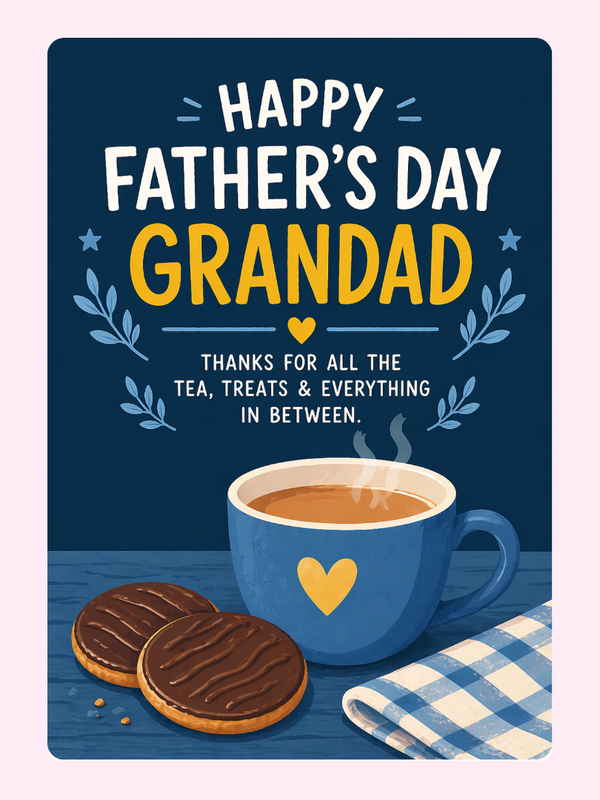 Tea & Biscuits Treat Grandad Cake Card, for grandparents