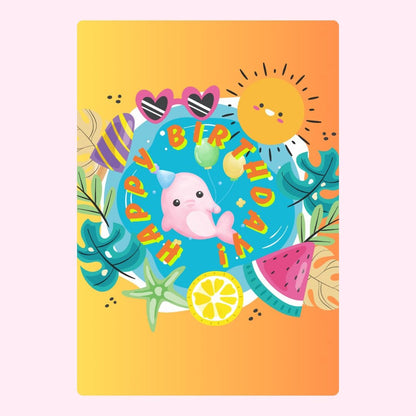 Happy birthday narwhal card