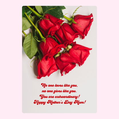 Mother's Day card with red roses