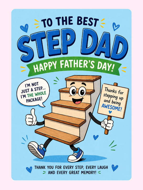 Fun The Whole Package Step Dad Cake Card