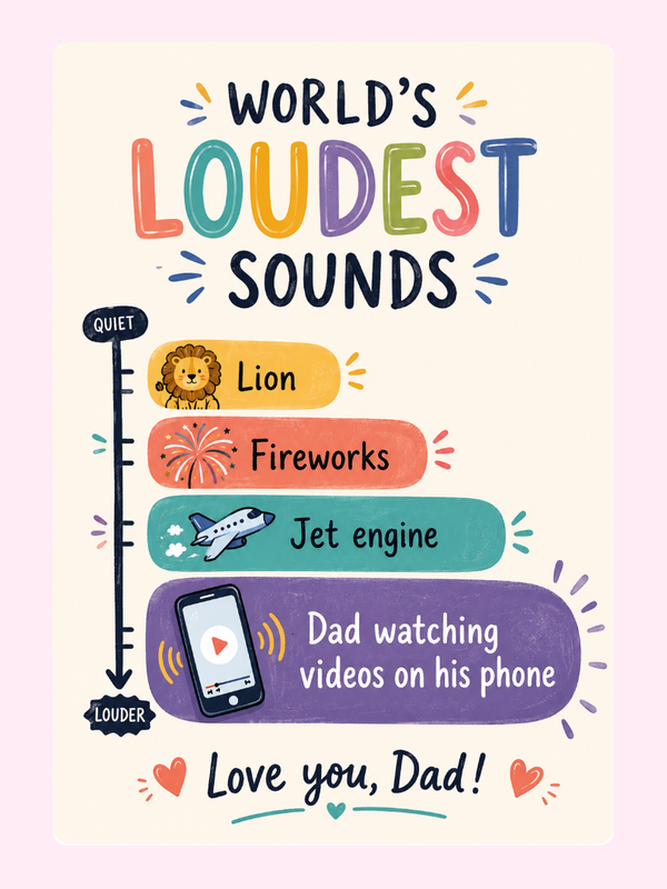 Loudest Dad Noisy Cake Card letterbox cake card with freshly baked cake slices