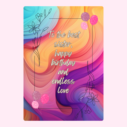 Birthday card for sister with colorful abstract design